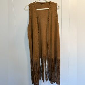 Magnolia Lane Brown Suede Fringe Western Vest Woman’s size large